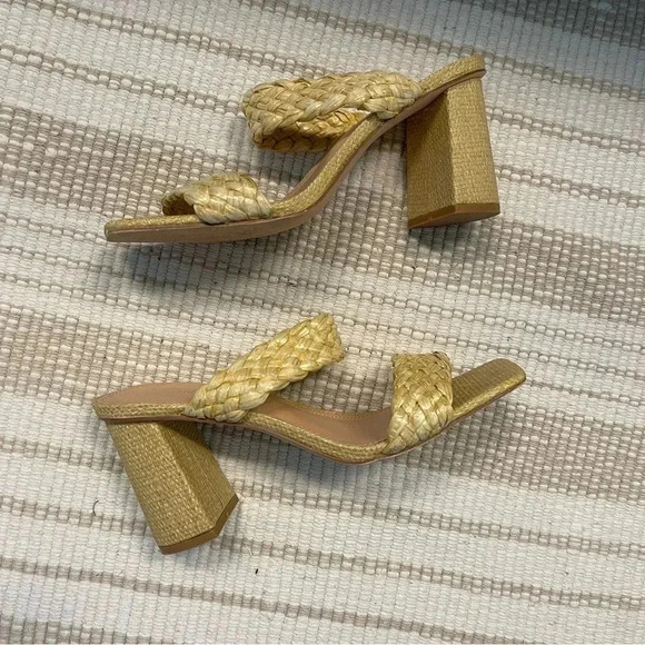 Womens' Braided Heeled Sandals Backless Square Open Toe Block Slide Size 9.5 - Picture 6 of 8